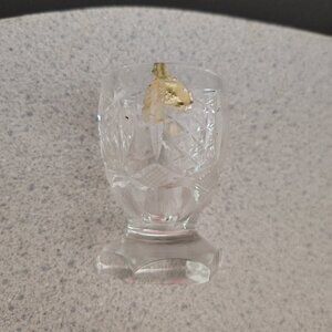 Vintage cut crystal shot glass cordial with part of sticker